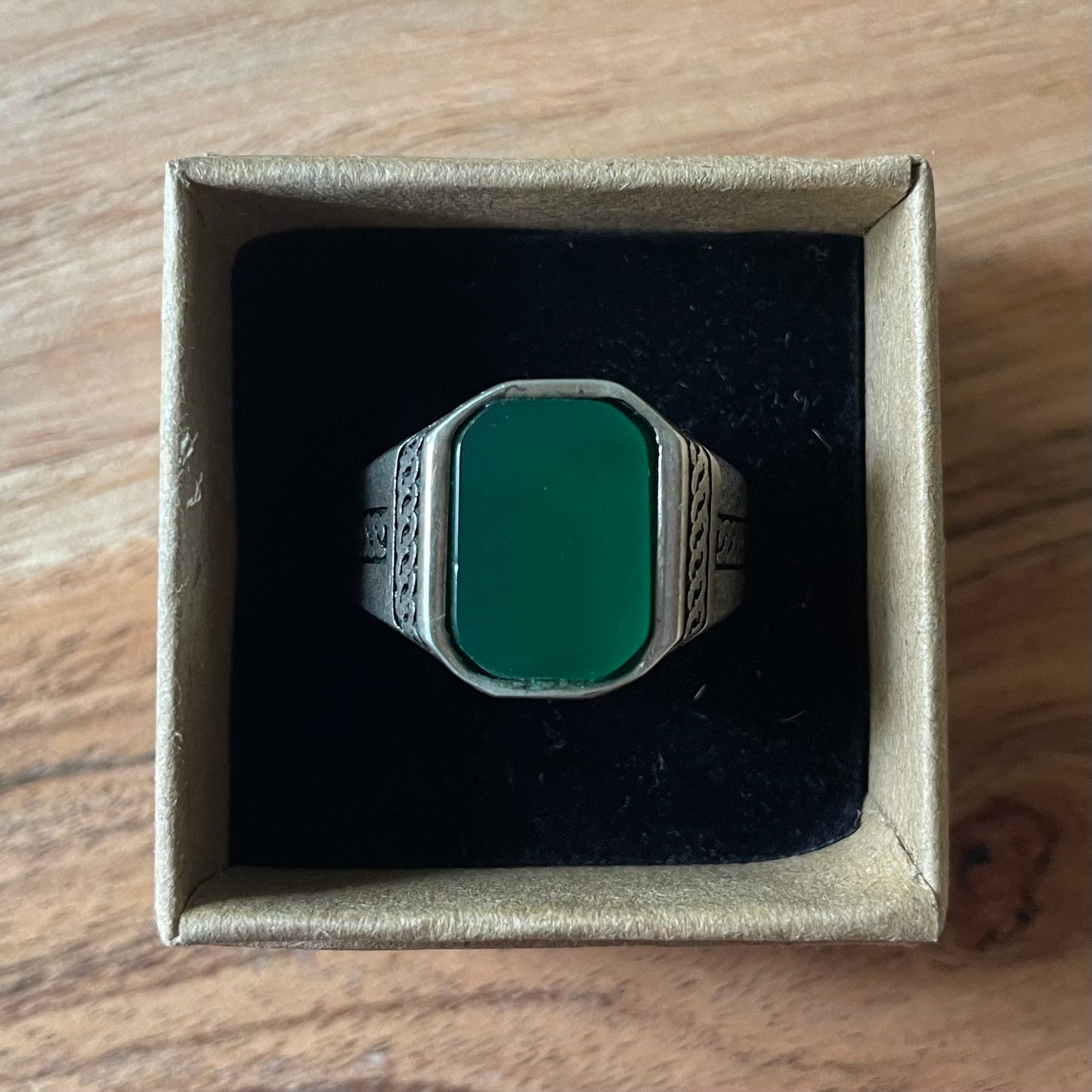 925 zegelring groene agaat