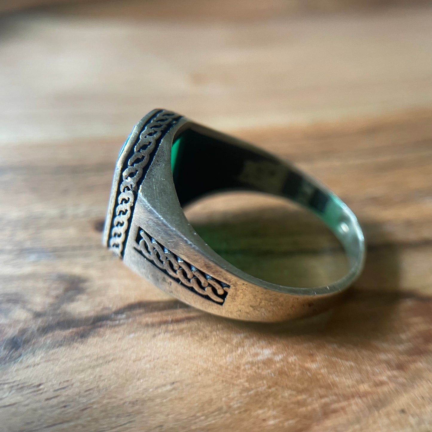 925 zegelring groene agaat