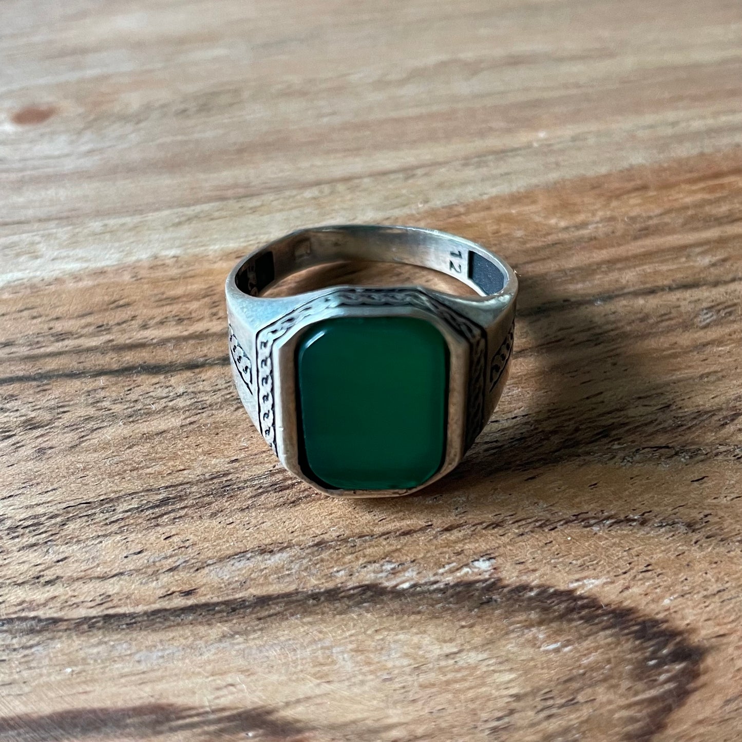 925 zegelring groene agaat