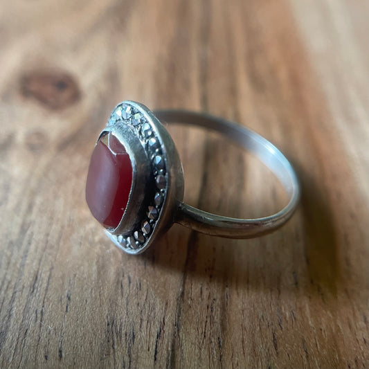 925 Zilveren ring rode granaat