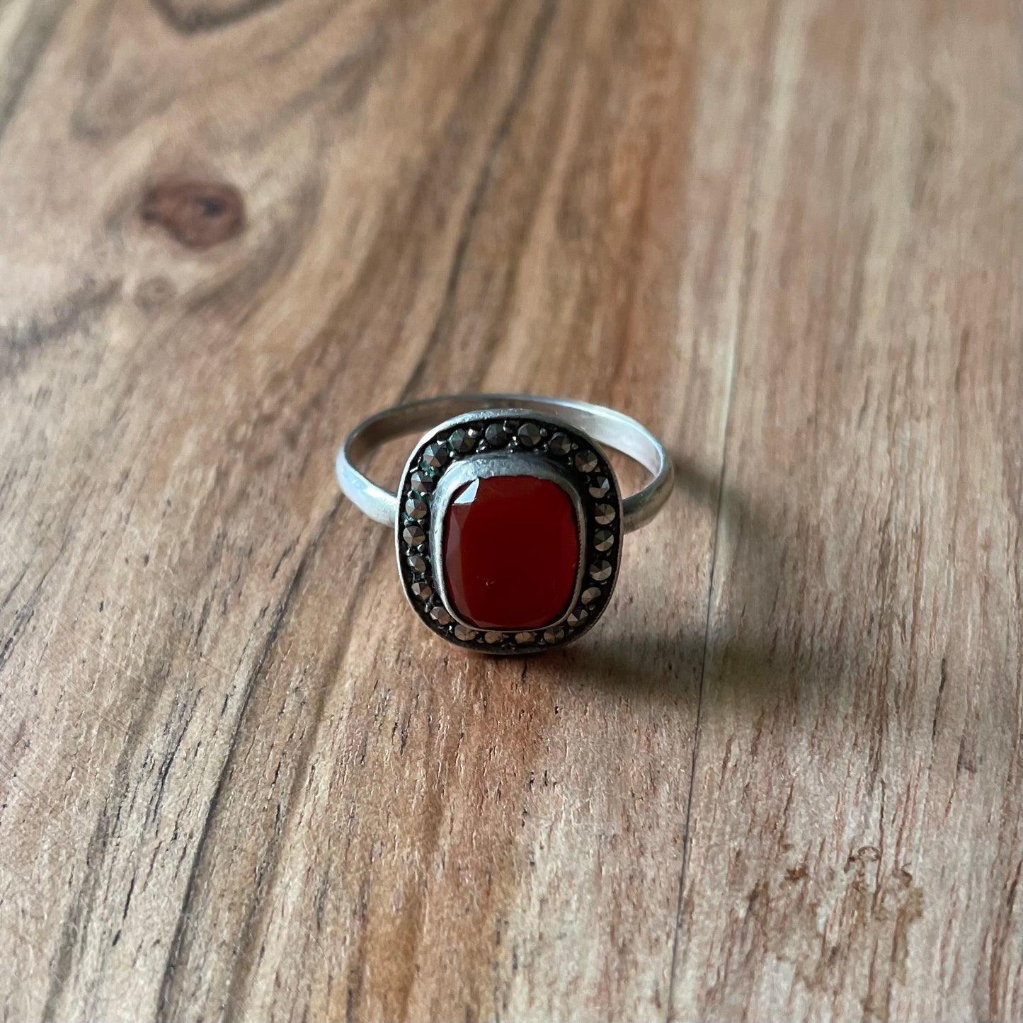 925 Zilveren ring rode granaat